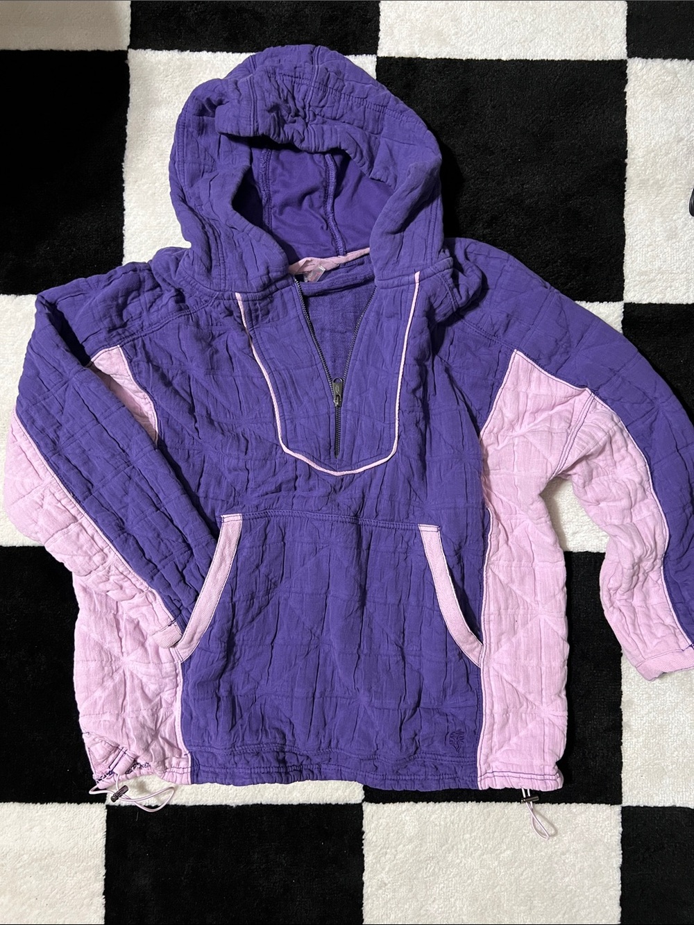 Free People Oversized Purple & Light Pink Hooded Utility Jacket